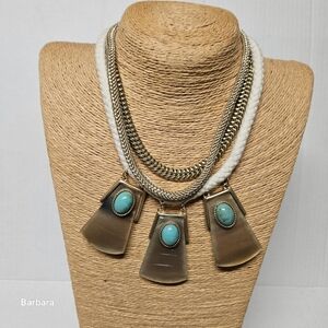 Chico's Faux Turquoise Boho Statement Necklace
